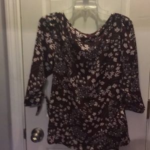 Burgundy print blouse